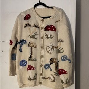 Mushroom Patterned Cream Sweater